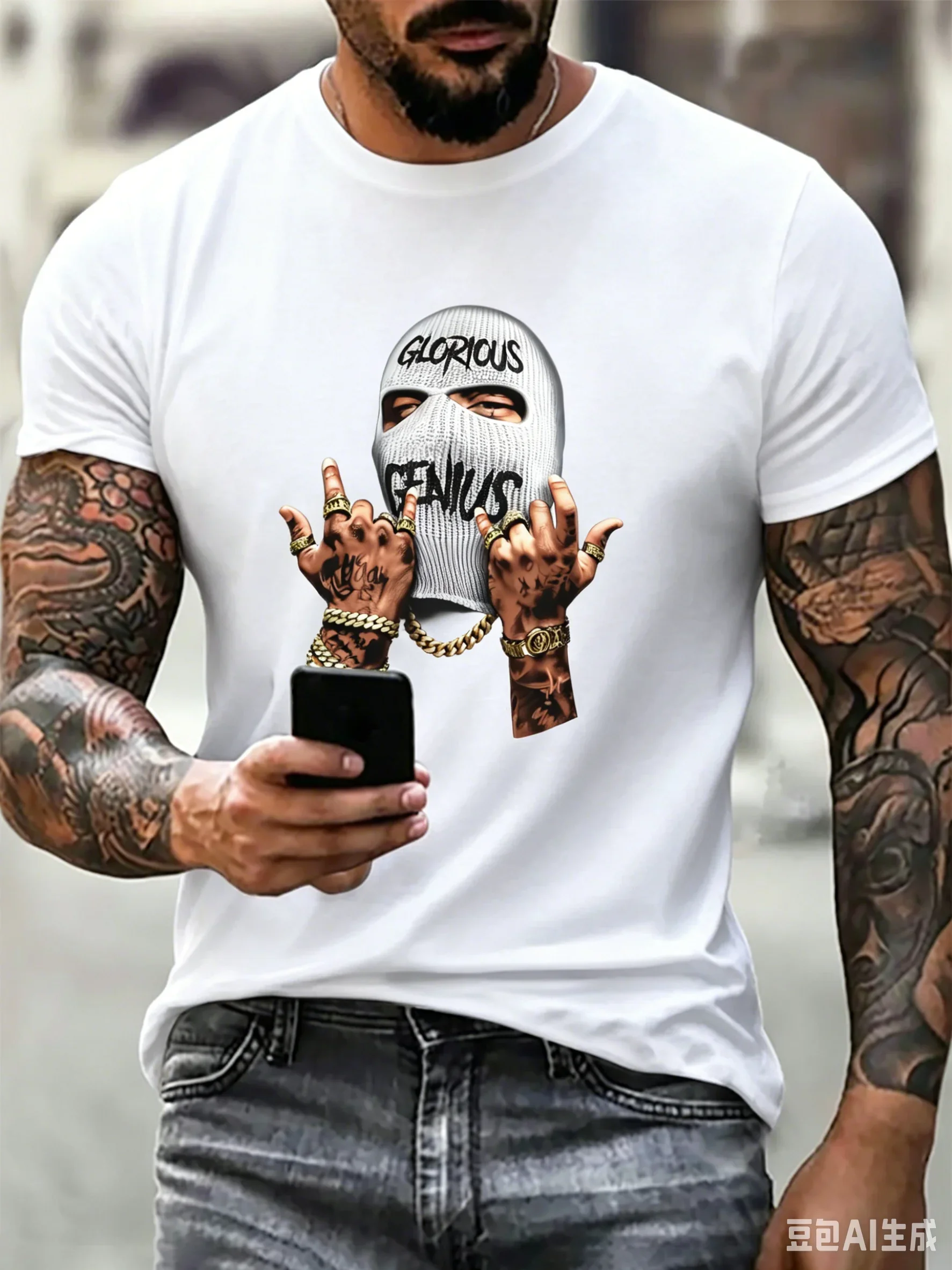 Vintage Hip-hop Style 3D Print T-shirt Trend Street Men's Crew Neck Tops Summer Tees Hot Sale Old School Tops Rap Star T Shirt 2
