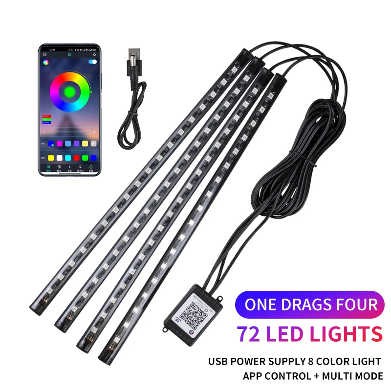 ตัวเลือกสินค้า RGB ไฟฟ้าความมืด ควบคุมเพลง ตกแต่งรถ