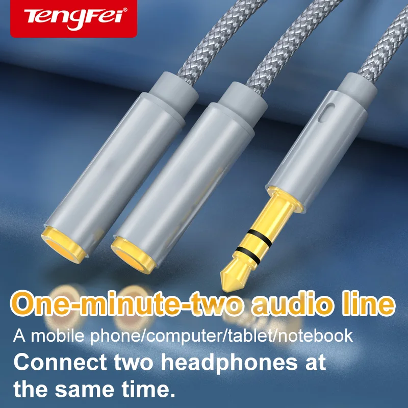 Dual Audio 3.5mm Headphone Splitter with Y Cable Design