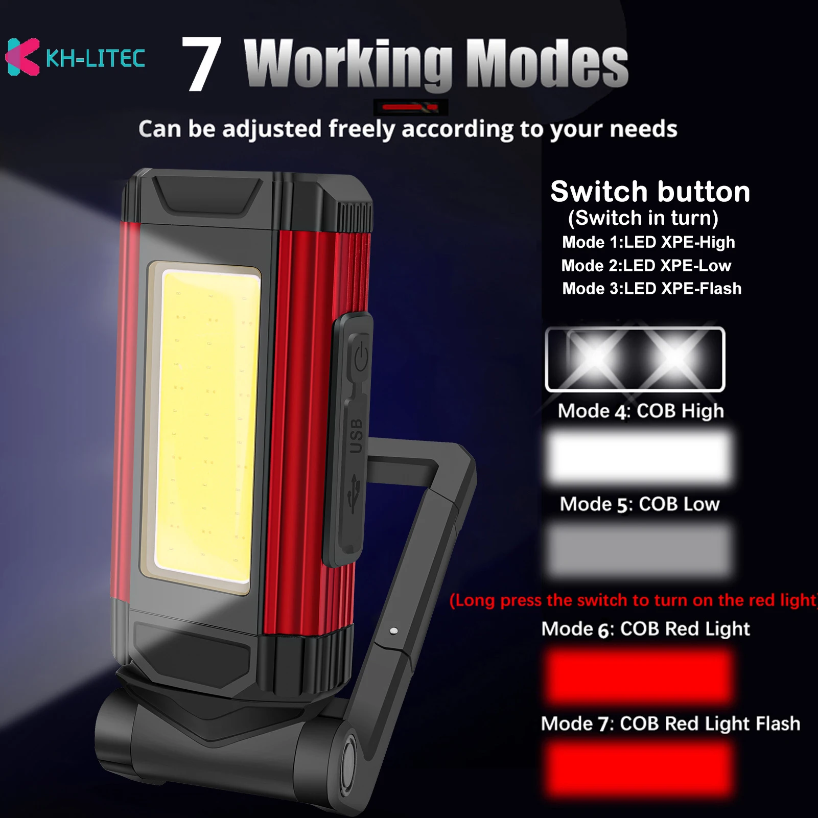 Multifunctional LED Spotlight for Camping