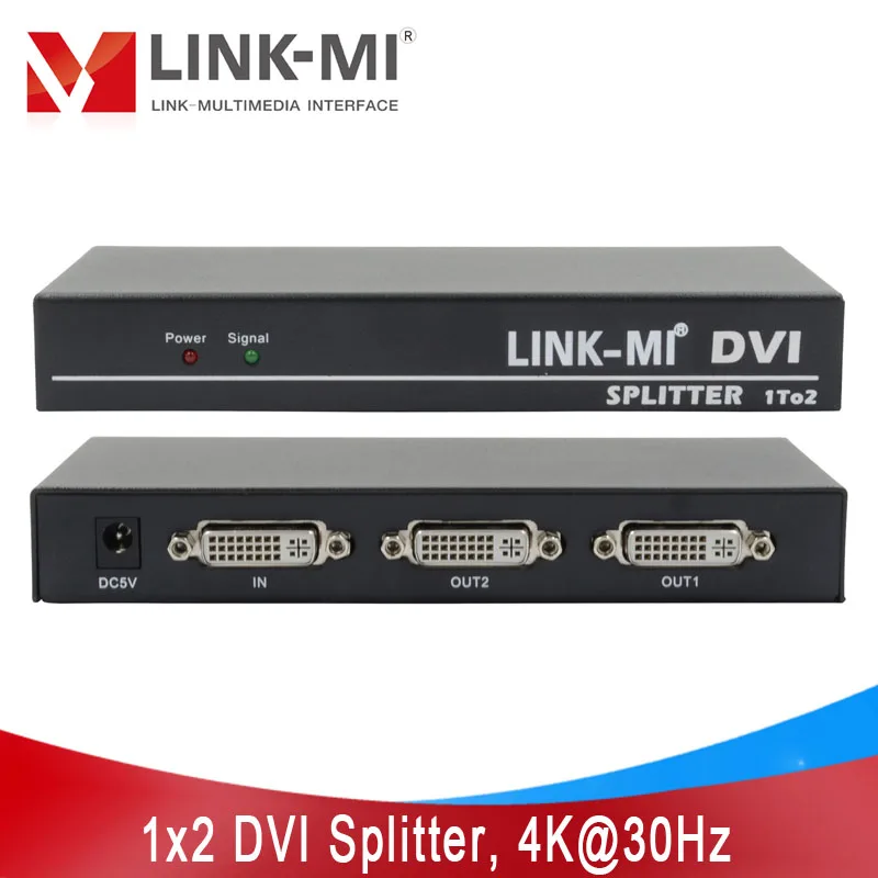LINK-MI DVI 1x2 разветвитель несколько видео-дисплей Поддержка 4K2K 3D до 4096x2160 @ 30 Гц 1 в 2 выход DVI разветвитель сигнала
