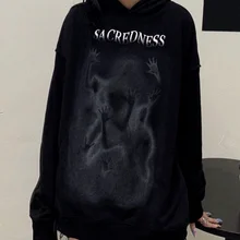 

Deeptown Gothic Streetwear Dark Print Black Sweatshirt Winter Women Punk Harajuku Hippie Oversize Emo Crewneck Hoodie Female Top