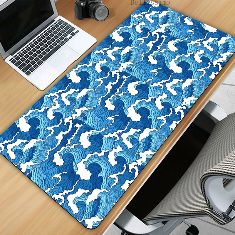 Deskvirus-Grand tapis de souris japonais Great Waves, accessoires de bureau Anime, sous-tapis de jeu, polymères de bureau Gamer, tapis de jeu, tapis de bureau