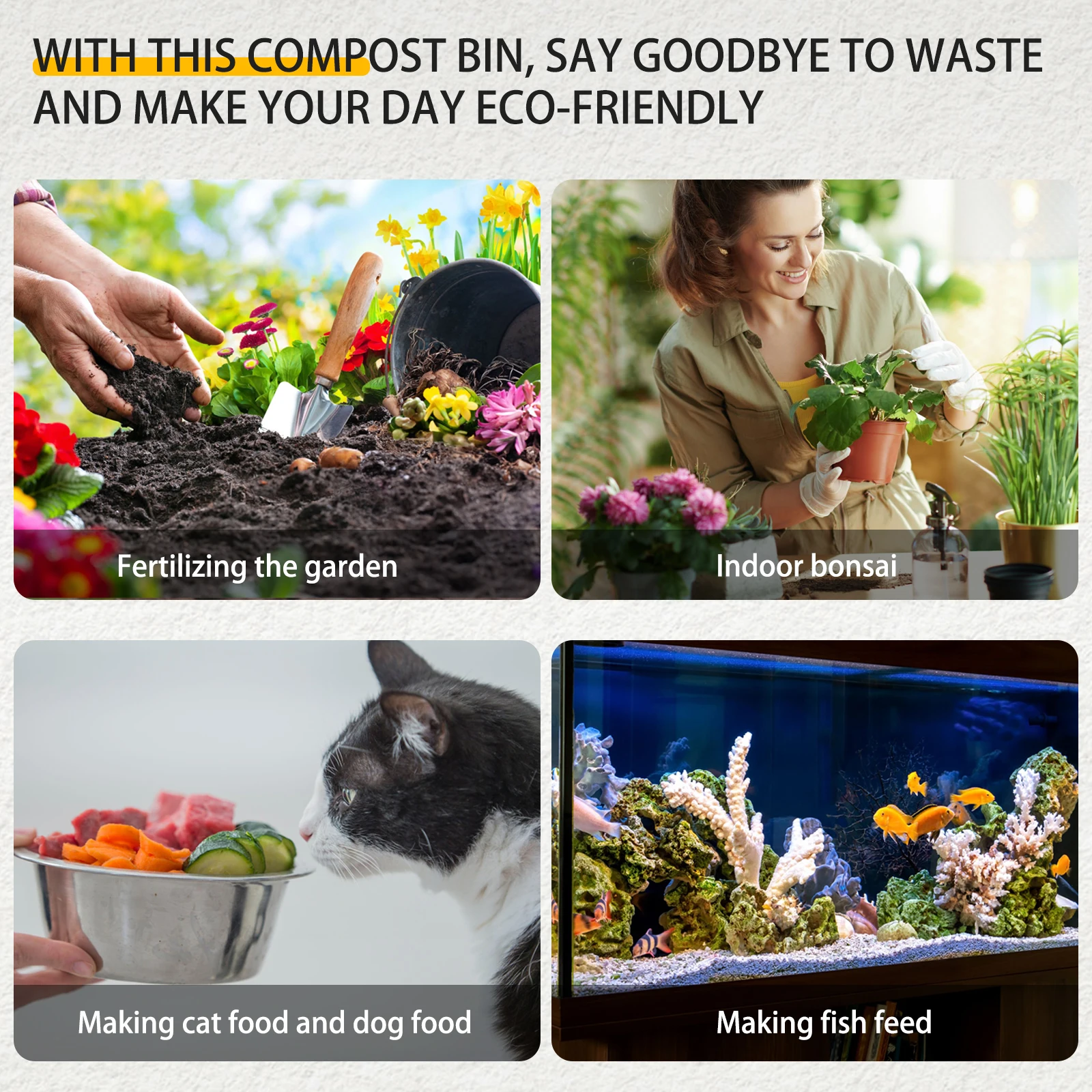 Rapid Disposal 500W Garbage Disposals Household Food Waste Disposer Food Waste Composter 6