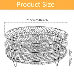 Stackable Stainless Steel Grilling Rack: 3-Layer Anti-Corrosion Air Fryer Accessory (Round)