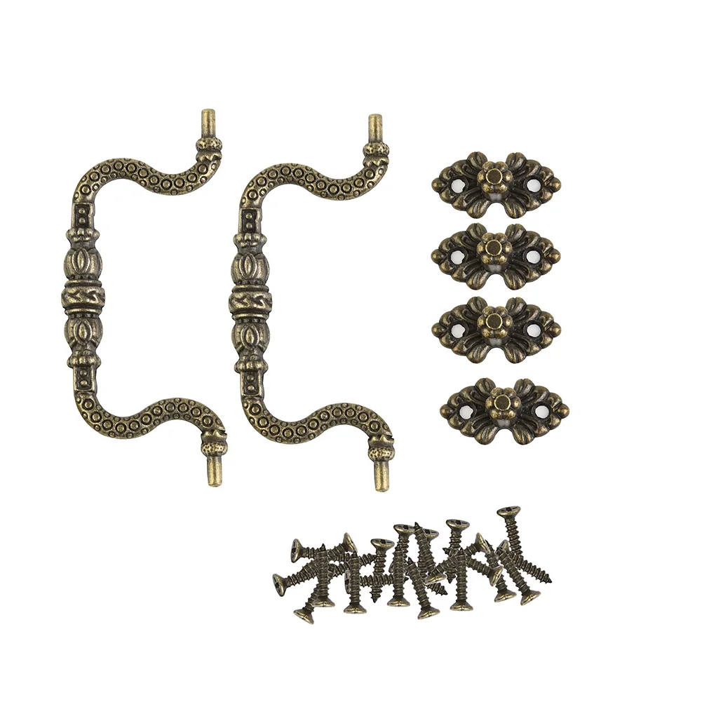 Description Picture 6 of itemSet Pull Handles With Screws Zinc Alloy Replacement Tracery Arch Vintage ​Antique Bronze Accessories Decoration