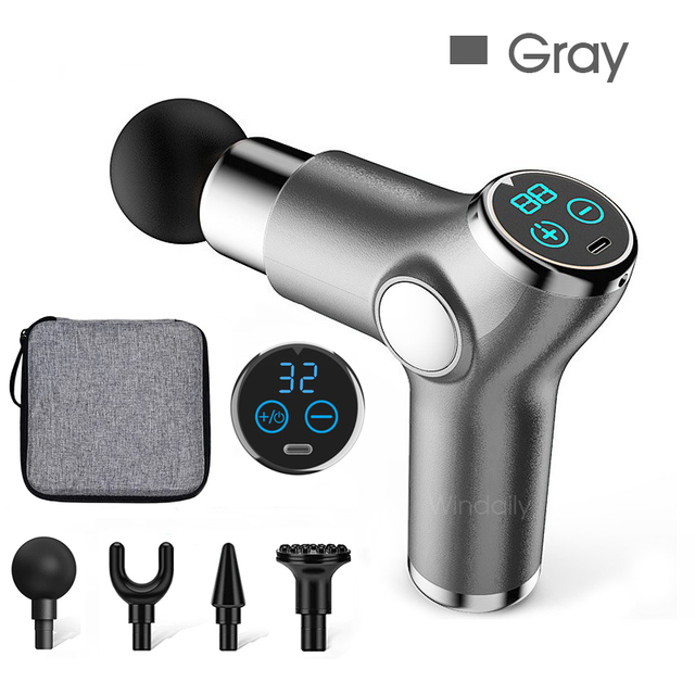 LCD Massage Gun 32 Speed Touch Screen Deep Tissue Percussion Muscle Mini Massager Fascial Gun For Pain Relief Body Massage