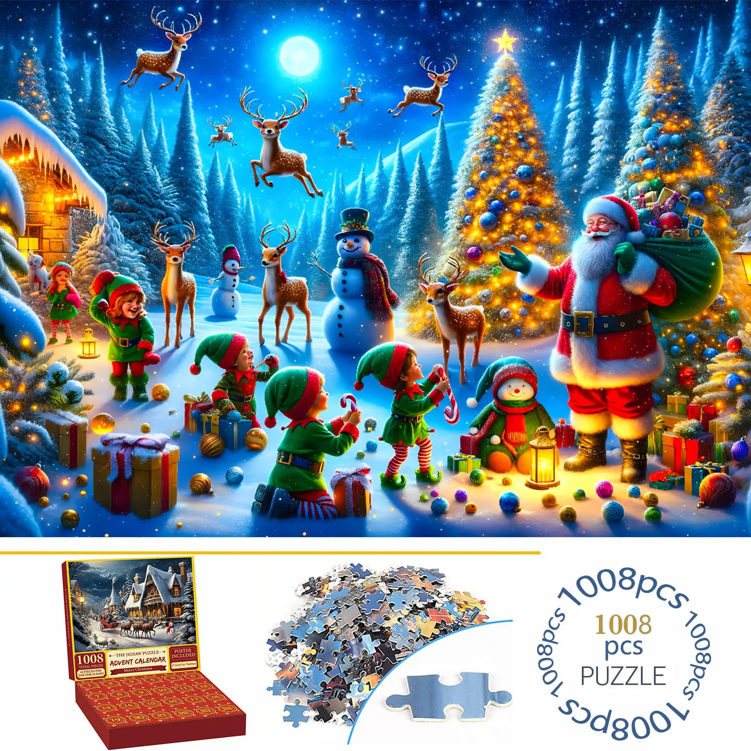 Calendario Dell'Avvento Puzzle 2025 | 24 Scatole Per 1008 Pezzi | 70x50 Cm | Gioco Di Natale Per Adulti E Bambini