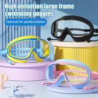 Adult Swimming Goggle Silicone Swimming Goggles Large Frame With Earplugs Silicone Children's Waterproof And Anti-fog HD Glasses 1