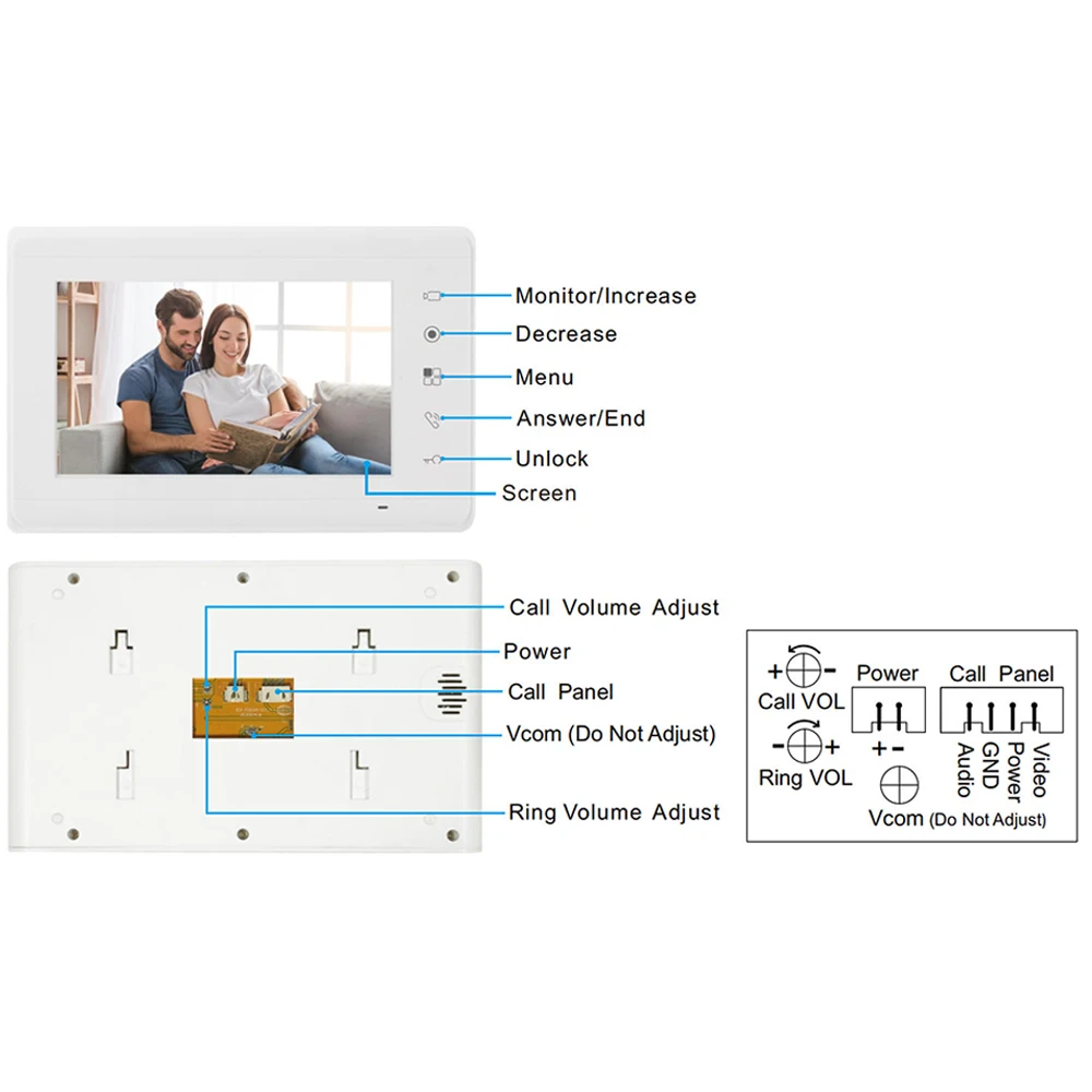 7inch Color Wired Video Intercom System Visual Doorphone Camera Video Doorbell D