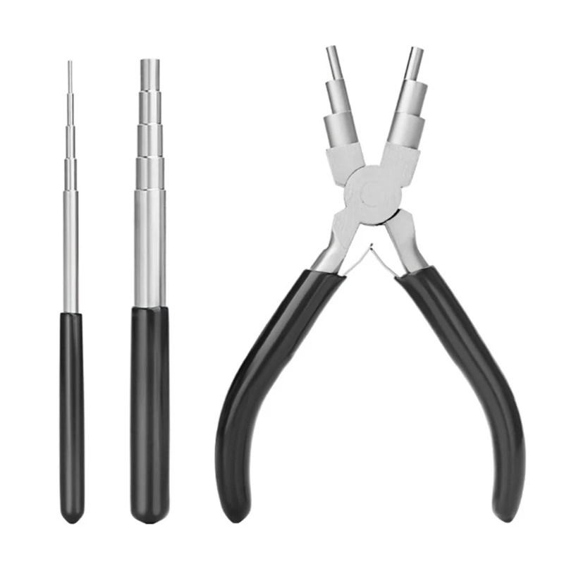 

3pcs Wire Looping Tool with 6 in 1 Bail Making Plier and Wire Looping Mandrel for Wire Wrapping and Jump Ring Forming 57BD