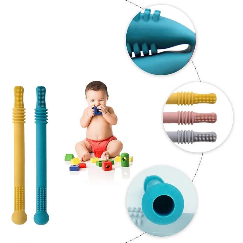 

Baby gutta percha silicone hollow tooth tube baby tooth toys children hand molars stick Dental Care Baby Teethers Baby Care