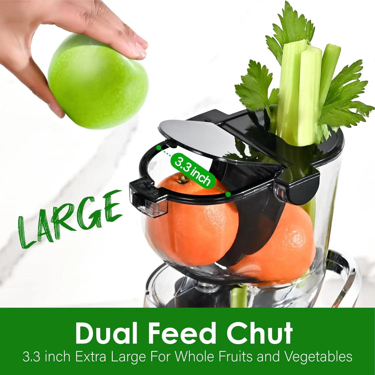 Slow Masticating Juicer Machine, With 3.26" Wide Feed Chute for Whole Fruits 2