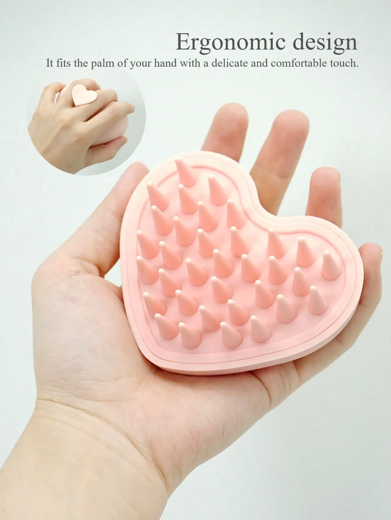 Heart-Shaped Silicone Scalp Massager Brush with Soft Bristles