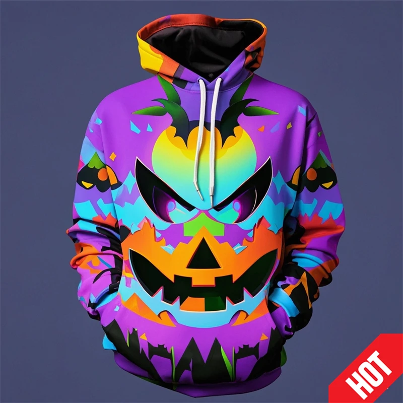 thumbnail image 1 of Sudadera con capucha con diseño de calabaza de moda de Halloween con estampado 3D para hombres y mujeres, sudadera divertida de terror, sudaderas con capucha de hip hop, sudadera con capucha genial pa, 1 of 5
