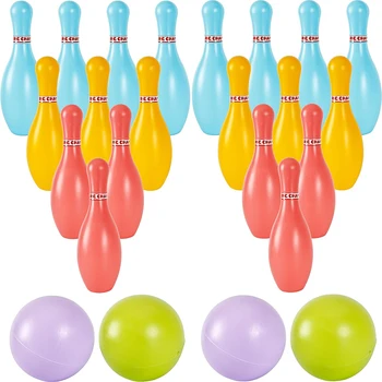Mini set da bowling in plastica colorata, 2 palline, 10 birilli, giochi di bowling, palla per esercizi indoor, sport all'aperto, Gutterball, divertente set da bowling TMZ