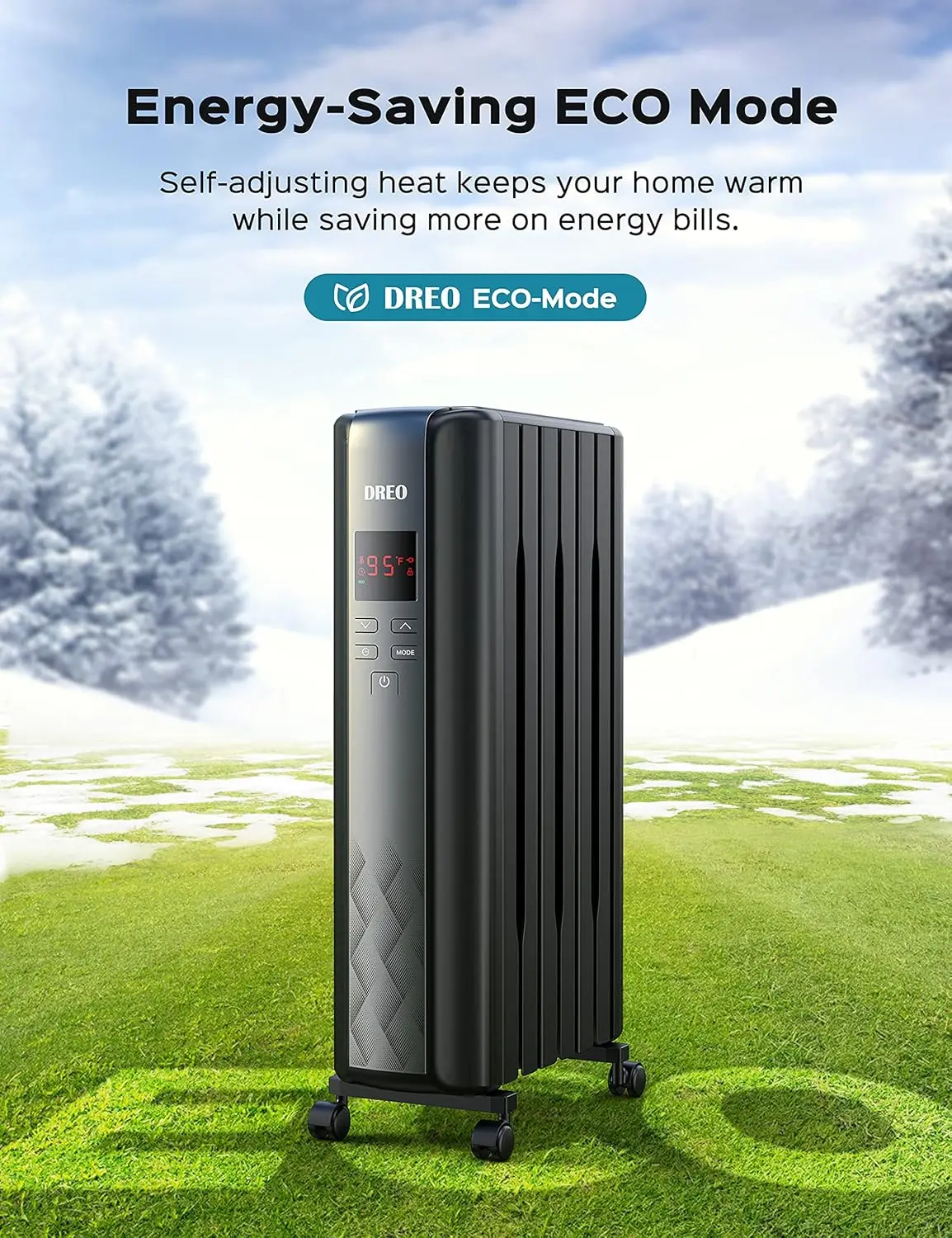 Oil Filled Radiator Heater, Electric Radiant Heater with Remote Control, 4 Modes, Overheat & Tip-Over Protection, 24h Timer, Dig