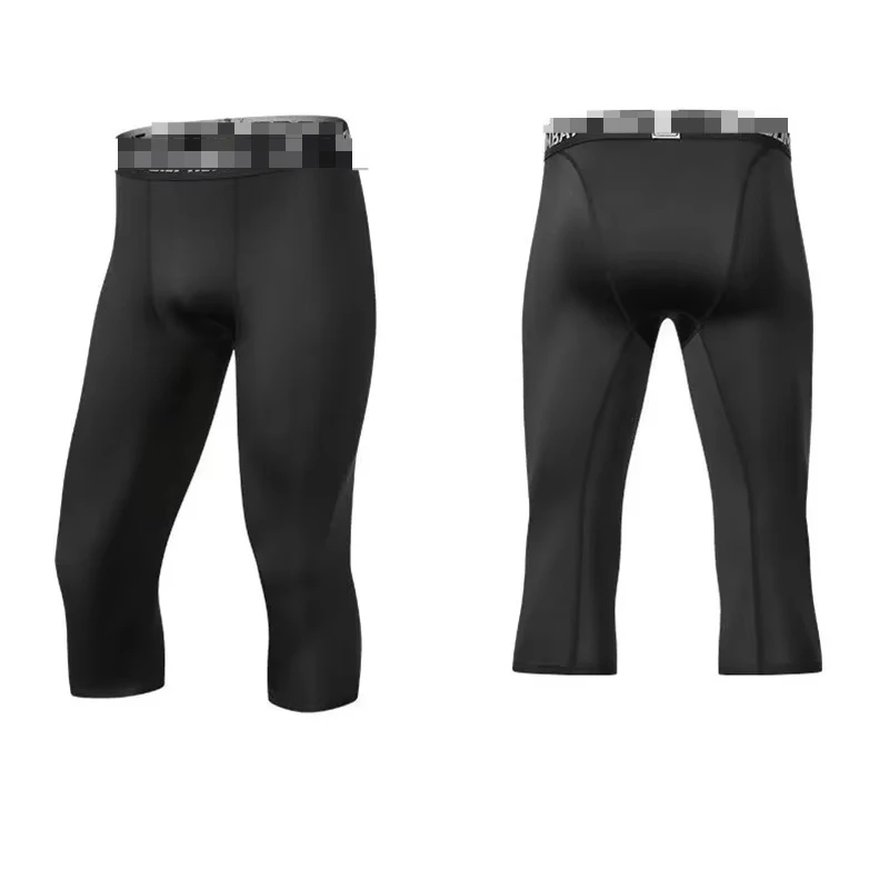 Men Tight 3/4 Cropped Pants Compression Training Fitness Jogger Running Skinny Trousers Basketball Boy Sports Shorts Quick Dry
