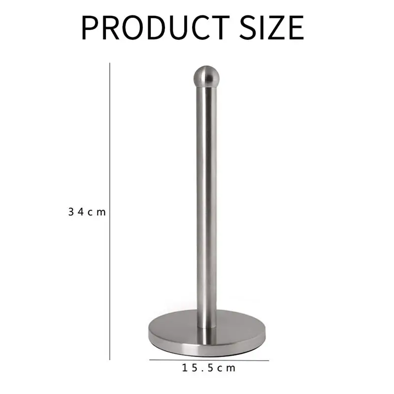 ABLU-카운터탑 스테인리스 스틸 페이퍼 타월 홀더, 표준 페이퍼 타월 롤용 헤비 베이스가 있는 주방용 페이퍼 타월 홀더