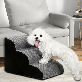 Pet Stairs & Ramp – 2/3 Step Washable Non-Slip Memory Foam Ladder for Dogs & Cats 1