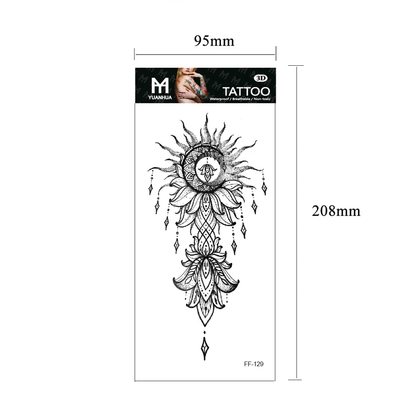 Realistic Totem Wolf Temporary Tattoos for Men Adults Black Thorns Geometric Mandala Fake Tattoo Stickers Arm Body Tatoos