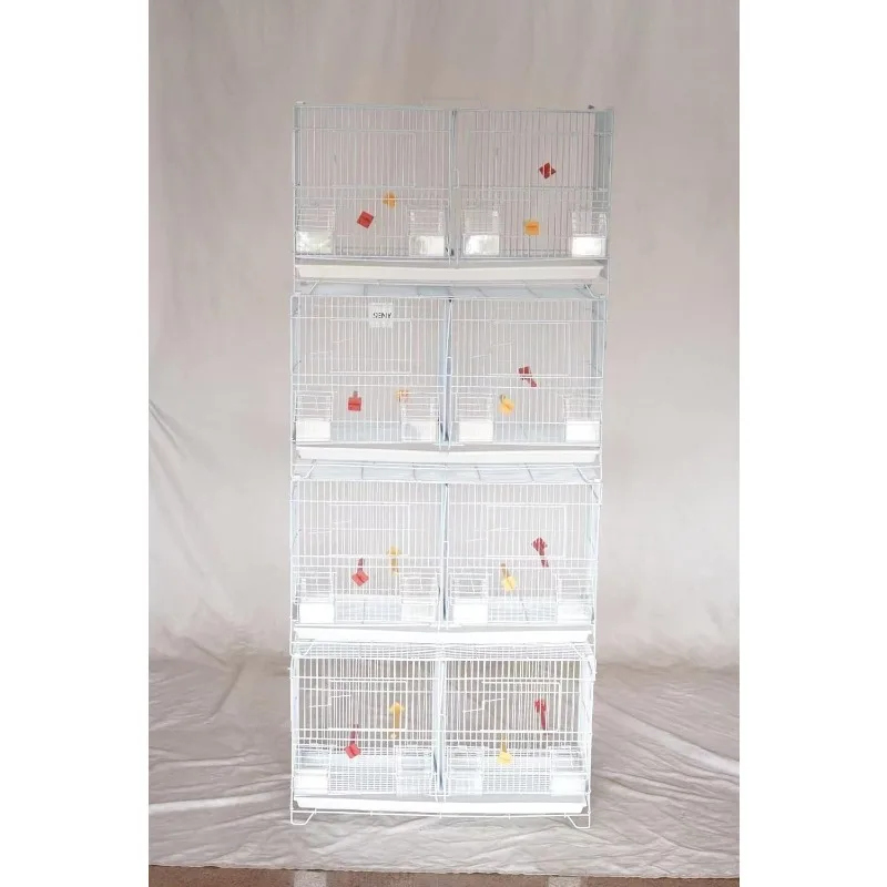 Set of 4 Stackable Breeding Bird Cage for Canary Finch Small Birds (White) 2