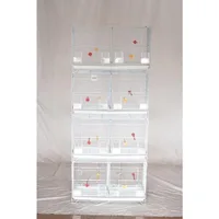 Set of 4 Stackable Breeding Bird Cage for Canary Finch Small Birds (White) 2