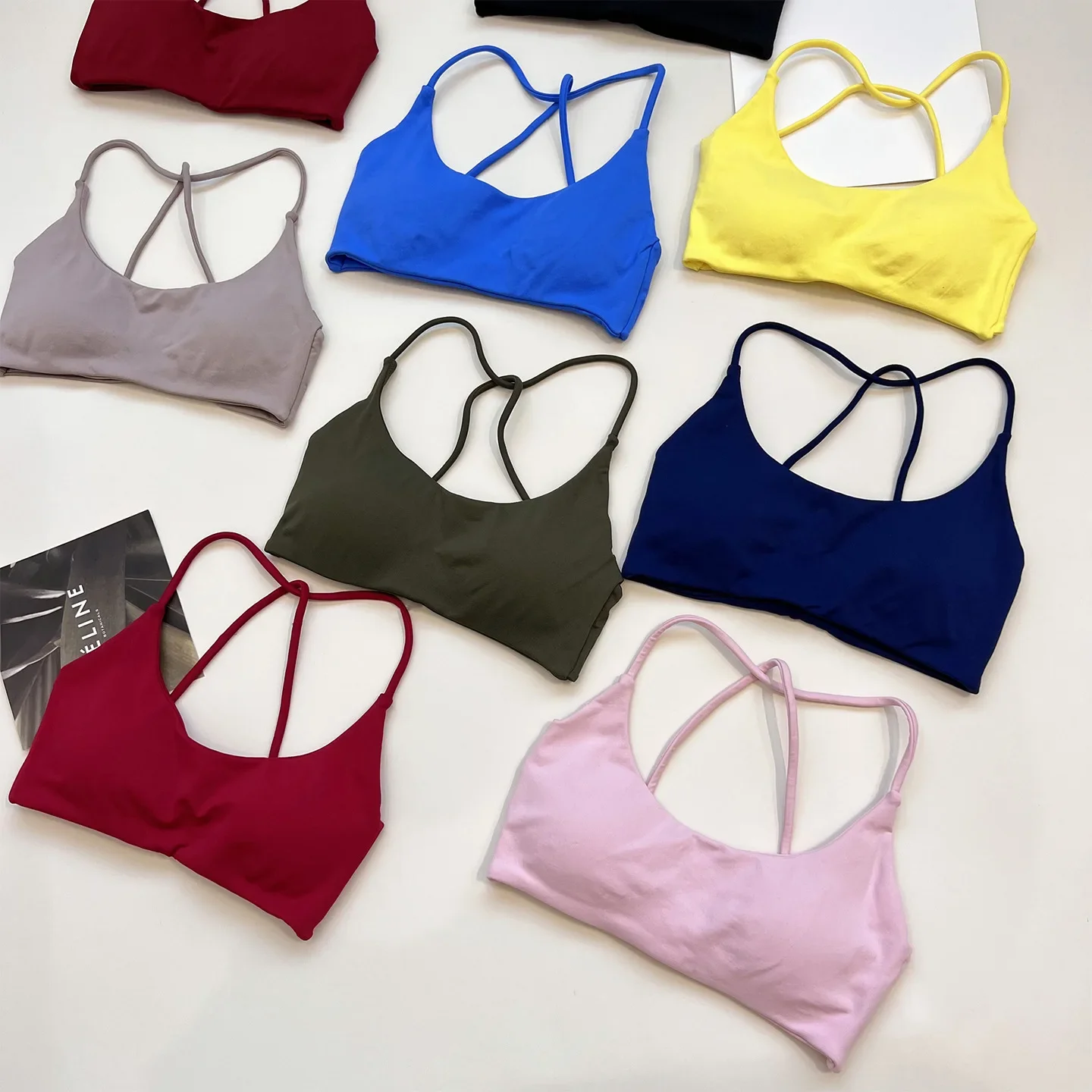 Cross-Back Knotted Sports Bra - Label-Free Thin Strap Yoga Vest
