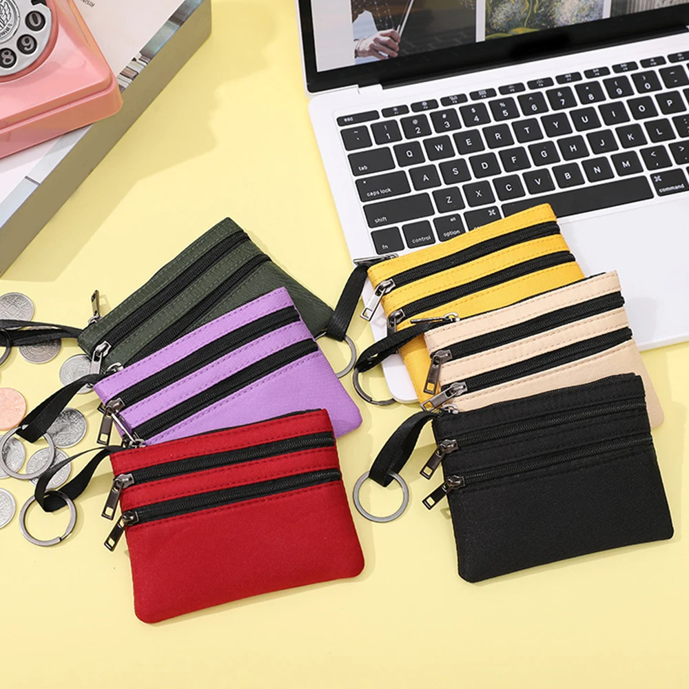 Coin Purse Coin Wallet Change Bag Women Wallet Card Wallet Solid Color Canvas Coin Bags with Card Holder For Kids Men Women Students Bus ID Credit Card Holder Purses