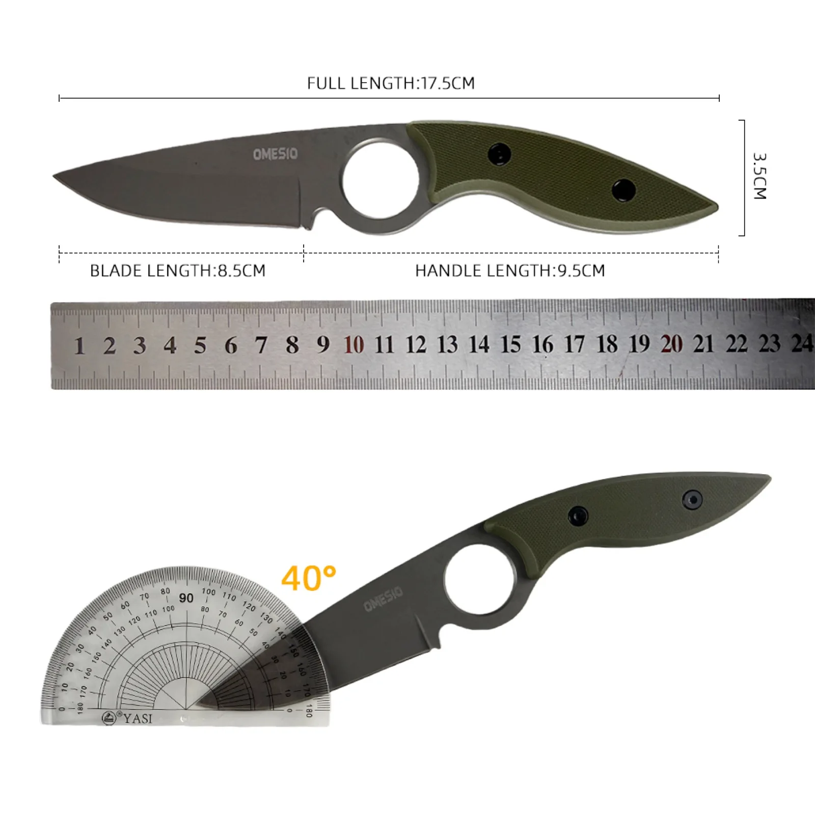 OMESIO Fixed Blade Tactical Knife with Kydex Sheath 6