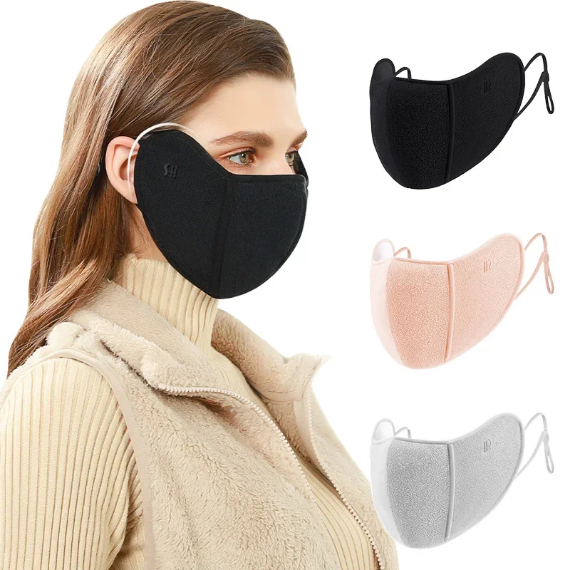 Winter Warm Mask for Women Girl Fleece Thermal Thick Face Cover Windproof Dust-Proof Coldproof Mask Outdoor Sports Cycling Masks