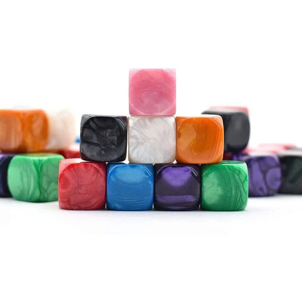 

10Pcs/set Role-Playing DND Dice Party Game D6 16mm Colored 6-sided Table Game Blank Pearl Pattern Acrylic Polyhedral Dice