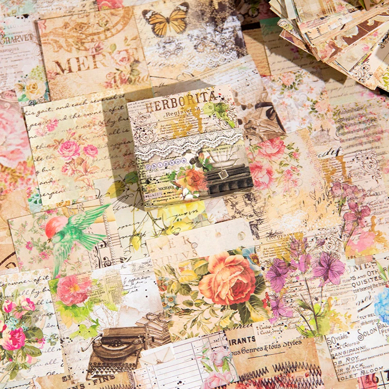 200 개/갑/팩 꽃 재료 메모 용지 세트 DIY Scrapbooking 학교 용품 장식 정크 저널 마킹 편지지 노트 용지