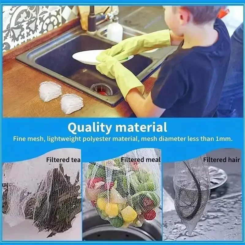 Kitchen Sink Filter 100/500pcs Disposable Sink Filter Mesh Bags Kitchen Sink Strainer Drain Hole Anti-blocking Garbage Bag Cleaning Strainers Net