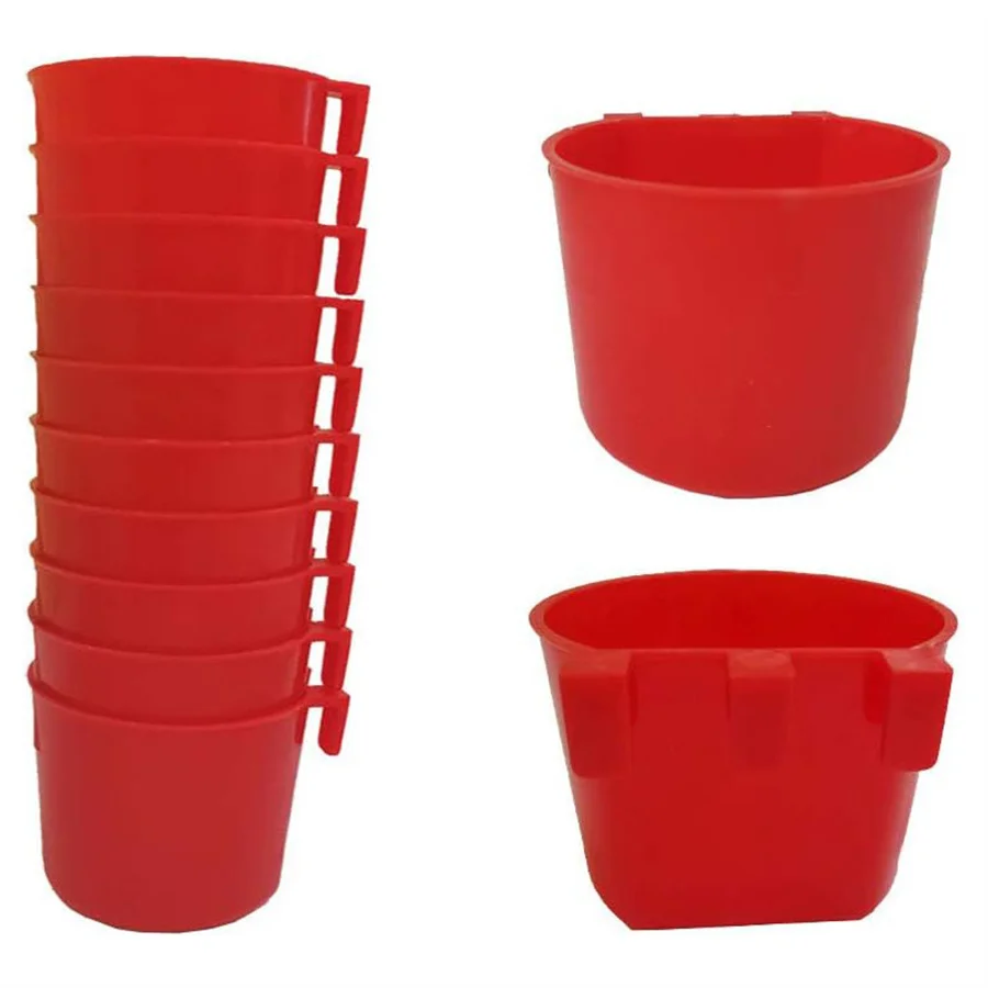 5pcs Feeder Cage Cups Hanging Chicken Water Cups Bowl with Hooks Rabbit Food Plastic Feeding Watering Supplies Pigeon Poultry poultry drinking cups poultry feeder