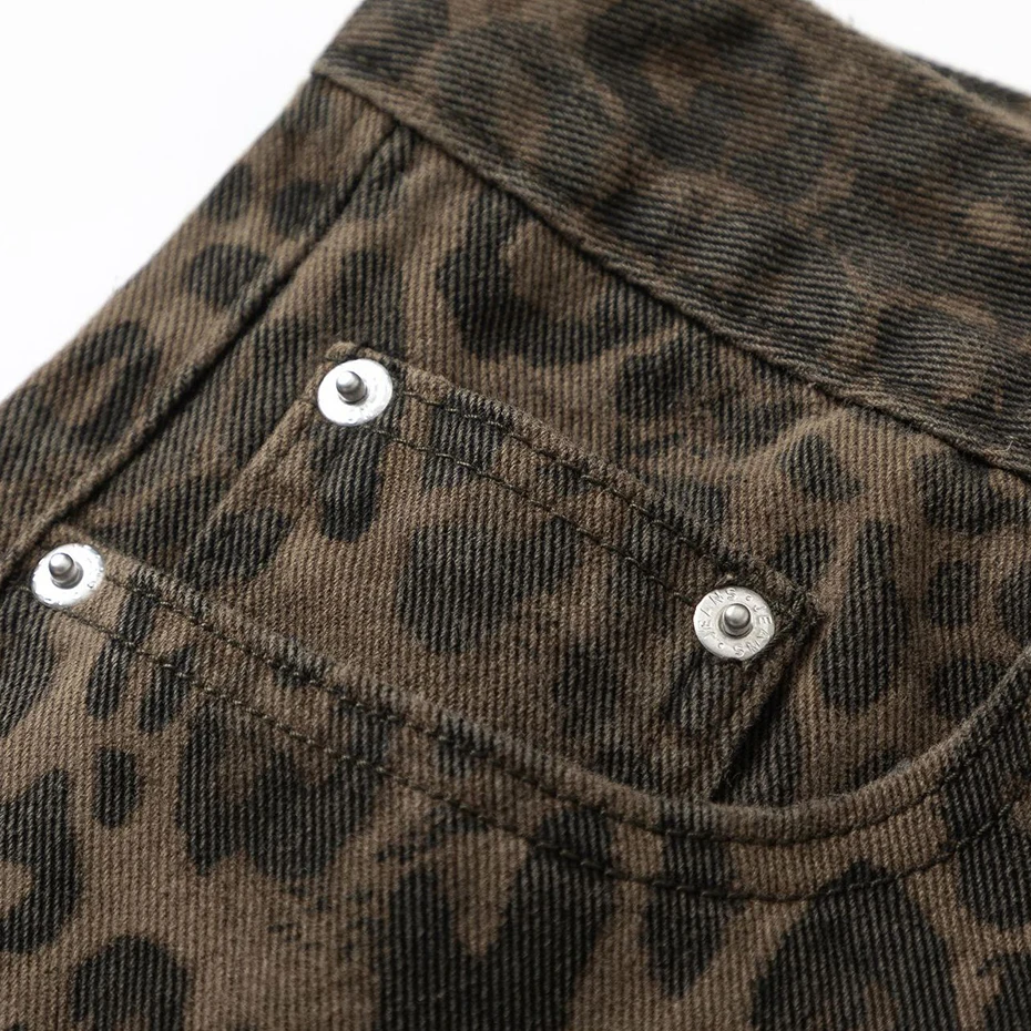 Vintage Leopard Jeans Men Hip Hop Streetwear Harajuku Hip Hop Baggy Jeans Trousers Retro Denim Pants 3