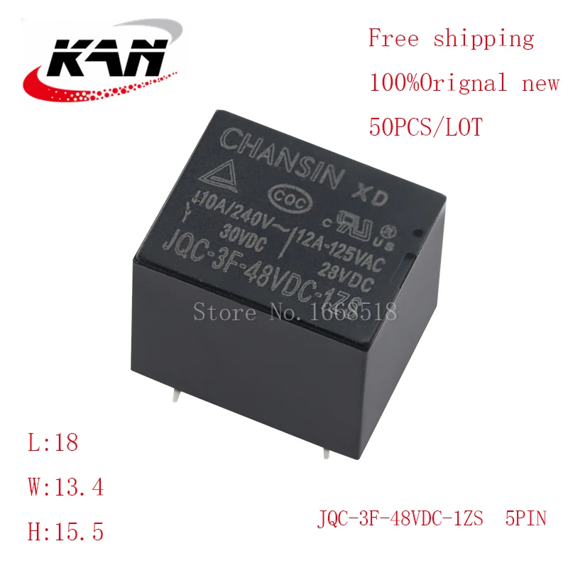 

Free shipping 50PCS 100% new original JQC-3F-48VDC-1ZS Relay instead of SRD-48VDC-SL-C JQC-3FF-048-1ZS