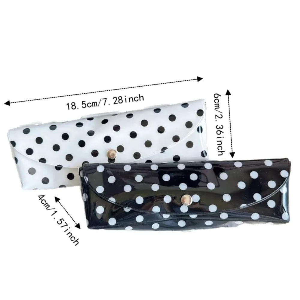 Astuccio in PVC a pois con chiusura a bottone a pressione, design portatile, custodia leggera e resistente, organizer per cancelleria per studenti - immagine 6