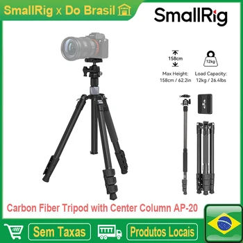 Tripé de fibra de carbono SmallRig com coluna central AP-20 tripé de câmera leve monopé 360 ° Carga útil de cabeça esférica 12kg para DSLR
