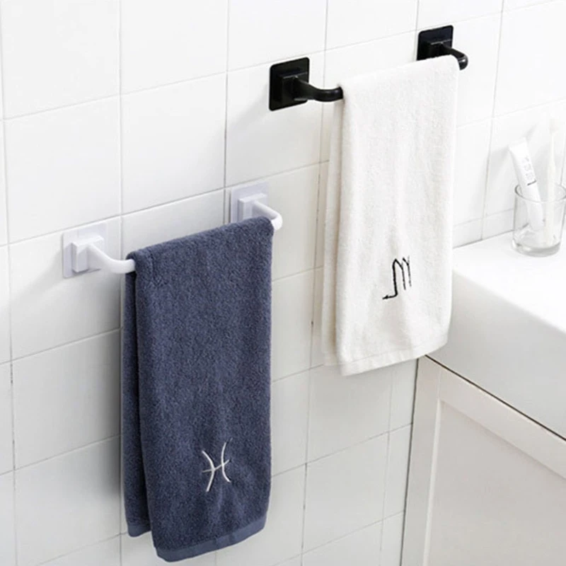 Wall Mount Towel Rack Bra Adhesive Pot Lid Holder Kitchen Bathroom Hanging Shelf towel rack