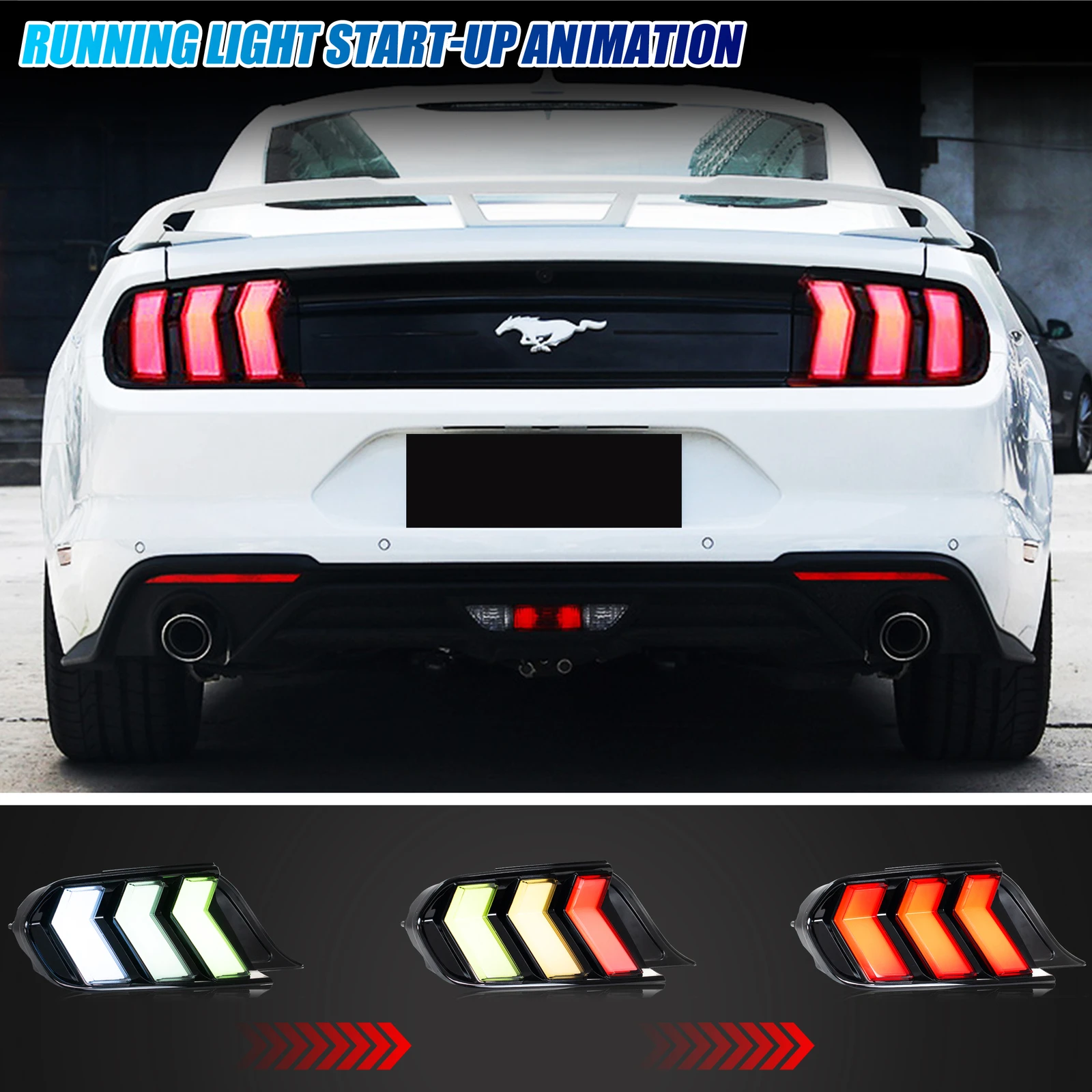 LED RGB Rückleuchten für Ford Mustang S550 2015-2023 V6 V8 Farbwechsel Sequentieller Blinker Rückleuchten-Set – Detail 3