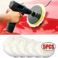 1/5Pcs 3/4/5/6/7Inches Wool Polishing Disc Waxing Polishing Buffing Car Paint Care Polisher Pads for Car Wash Auto Accessories 1