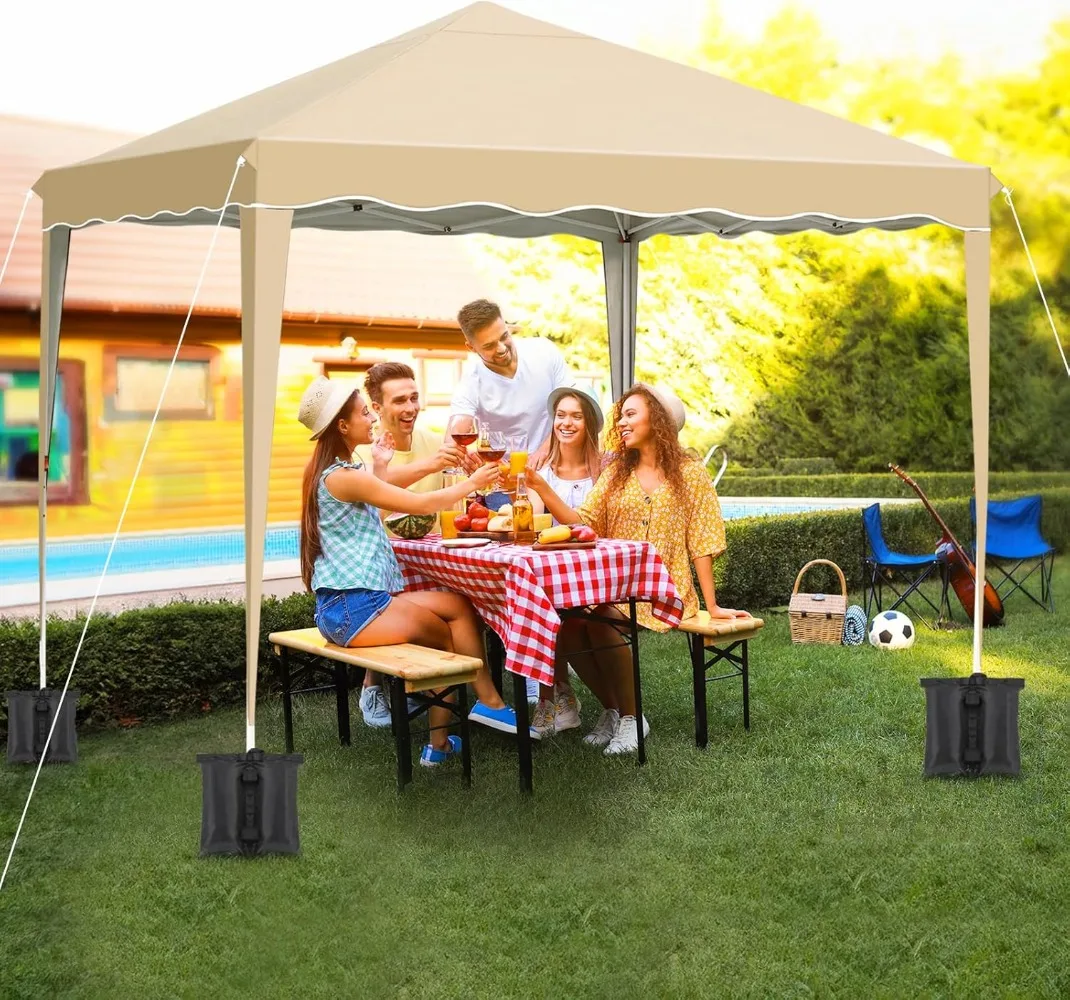10x10FT Pop Up Canopy with 4 Sidewalls, Ez Up Commercial -Series Instant Canopy Tent, Outdoor Portable Gazebo with Wheeled Bag 6