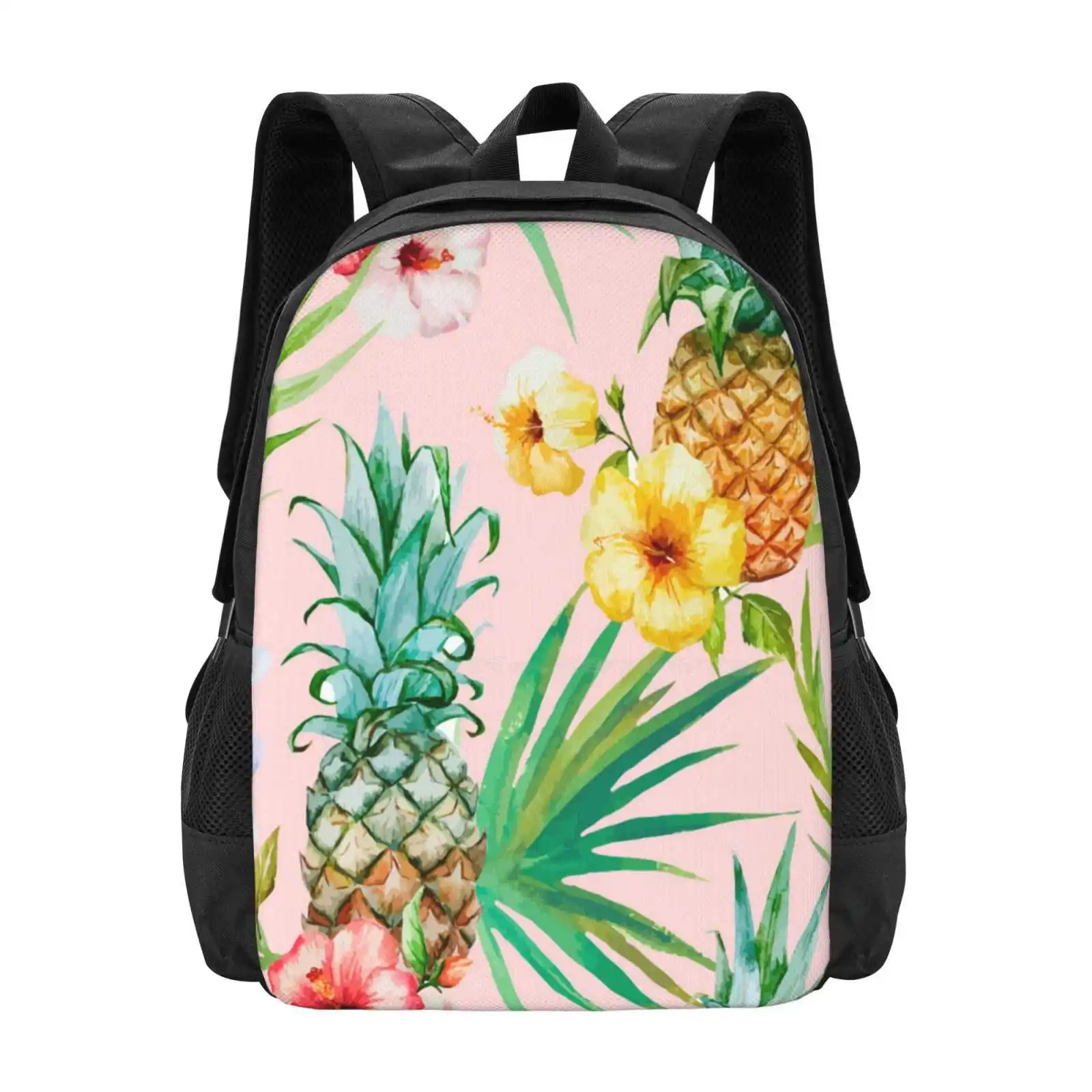 

Hawaii | Vintage Tropical Botanical Jungle | Floral Watercolor Blush Pastel Palm Painting Backpacks For School Teenagers Girls