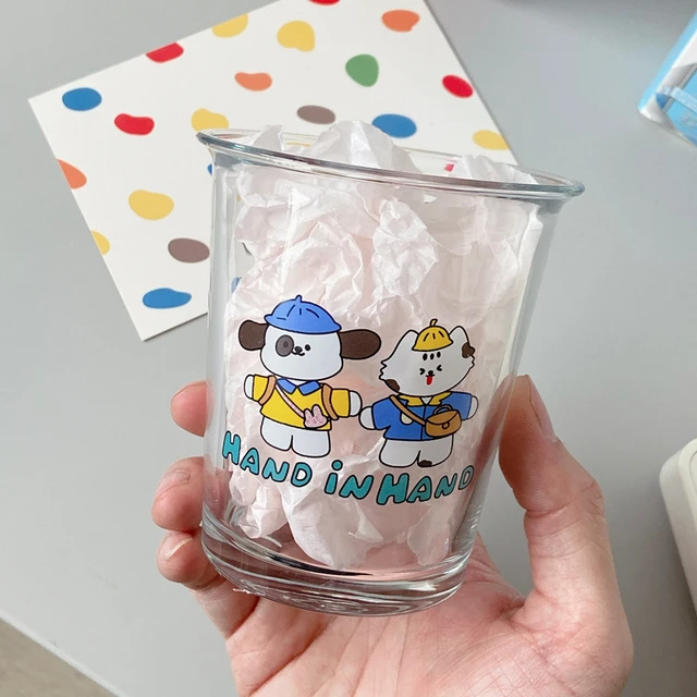 Cute Glass Tumbler With Glass Dog, Dog Glass Cup, Water Cup, Drink