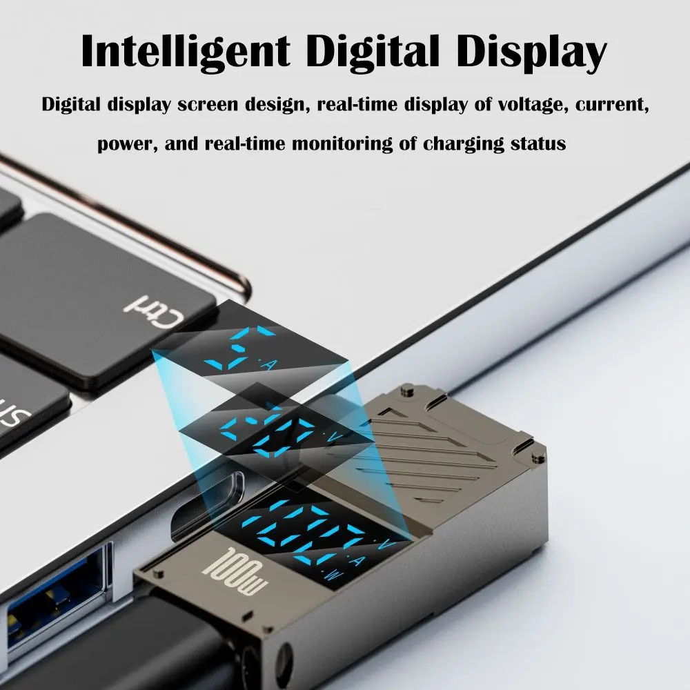 Universal Intelligent PD 100W Fast Charging USB-C to DC Converter with Digital Display