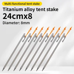 Titanium Alloy High-Strength Camping Tent Pegs for Hard Ground - Set of 4 or 8 (24cm 8pcs)