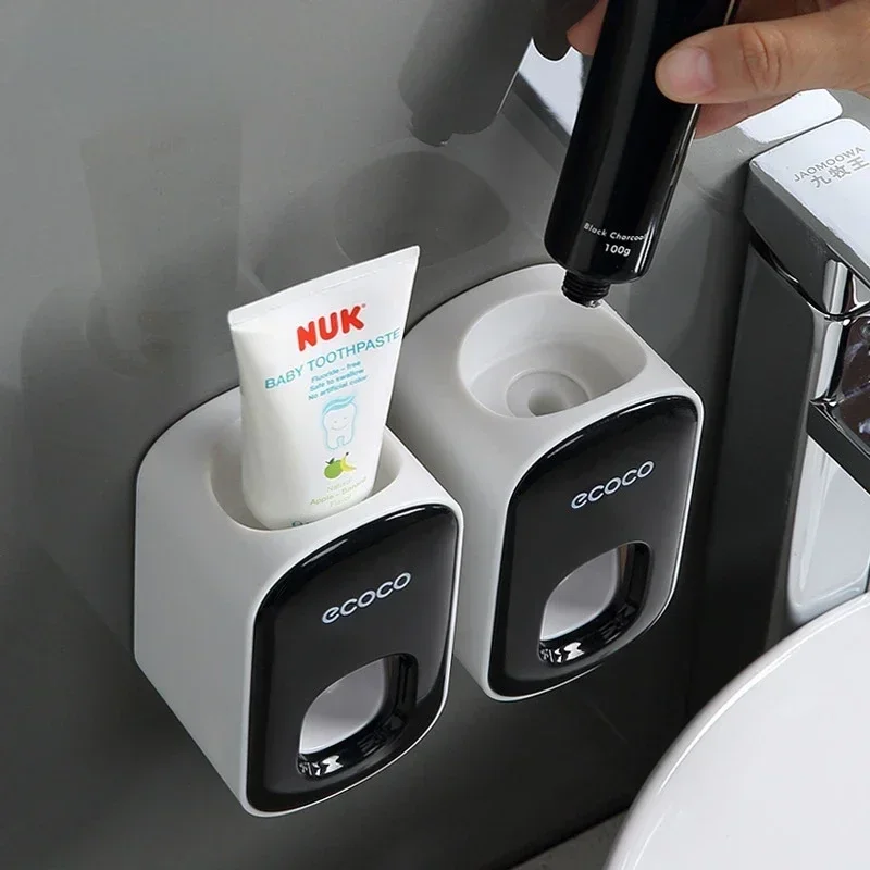 Automatic Toothpaste Dispenser Dust-proof Toothbrush Holder Wall Mount Stand Bathroom Accessories Set Toothpaste Squeezer 4