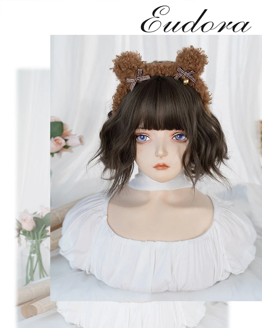 Black Synthetic Curly Bob Wig for Ladies