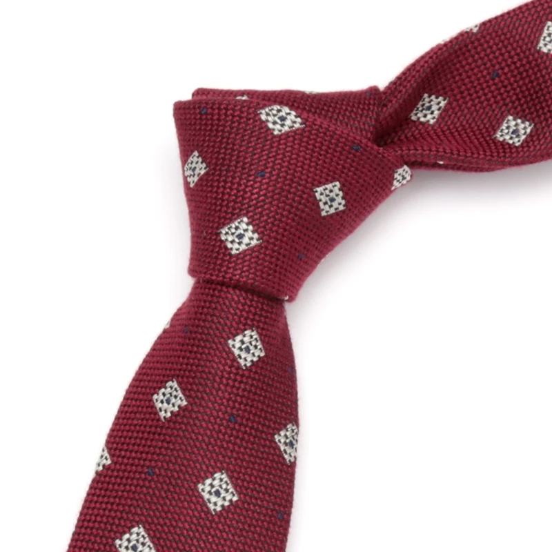 Mens Ties 6cm Classic Cotton Handmade Skinny Dark red Plaid Neckties Narrow Collar Slim Cashmere Casual Tie Accessories Gift